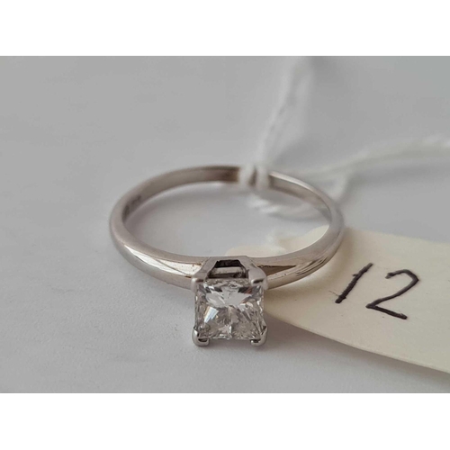 12 - A WHITE GOLD SOLITAIRE RING 14CT GOLD SIZE M