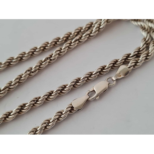 128 - A silver rope link neck chain 21 inch   28gms