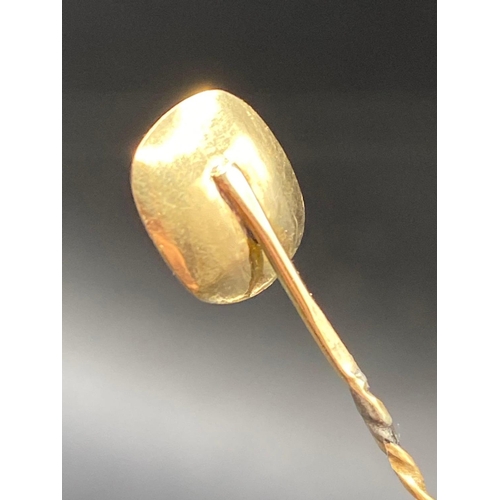 132 - A earl Georgian turquoise and pearl stick pin in high carat gold