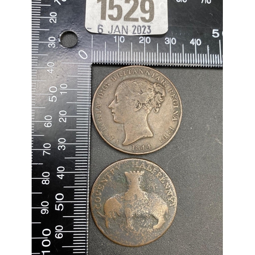 1529 - Coventry half-penny 1792 and Jersey penny