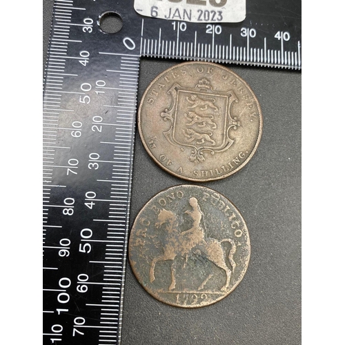 1529 - Coventry half-penny 1792 and Jersey penny