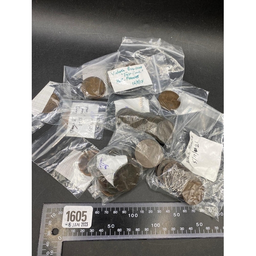 1605 - Bag of English & Irish copper coins