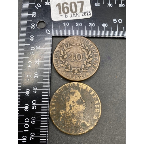 1607 - Two large Portuguese Coins, 1822 & 1832