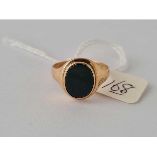 168 - A black onyx 9ct signet ring size O3g inc