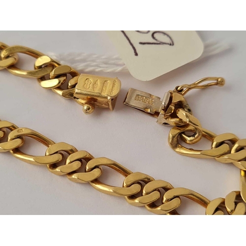 169 - 9ct gold long & short link bracelet 12.4g