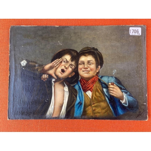 1706 - Italian School MONDA? - Two boys, one smoking, 10