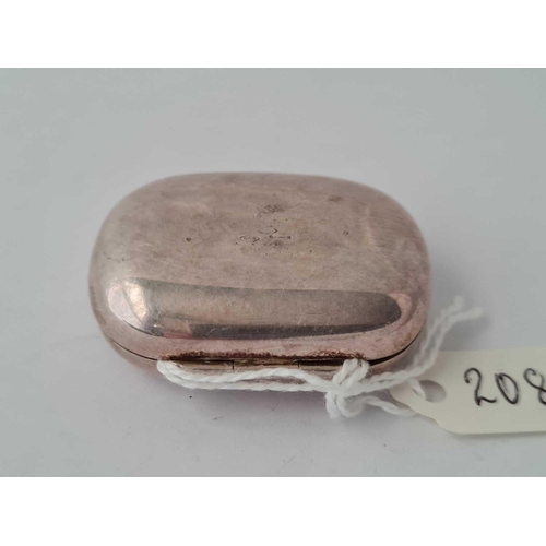 208 - A oval continental silver pill box