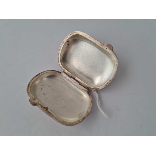 208 - A oval continental silver pill box