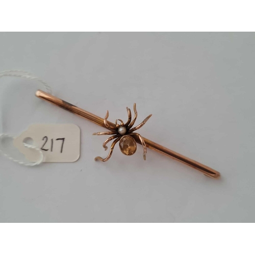 217 - A good brooch in the form of a spider 9ct   6.3 gms