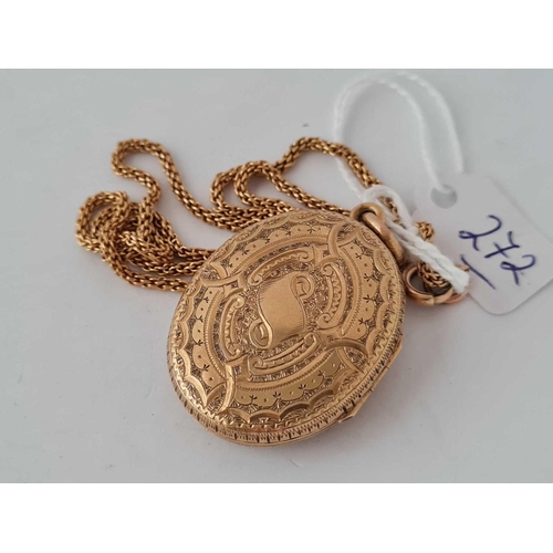 272 - AN ANTIQUE ANCHOR DESIGN 9CT LOCKET ON 9CT WOVEN CHAIN 20g