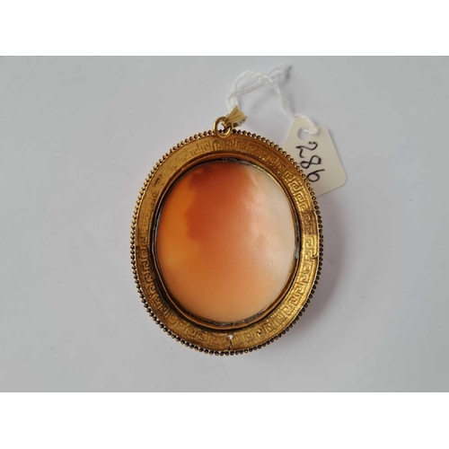 286 - A 19TH CENTURY GOLD  MOUNTED CAMEO BROOCH/PENDANT 15CT GOLD     21.5 GMS