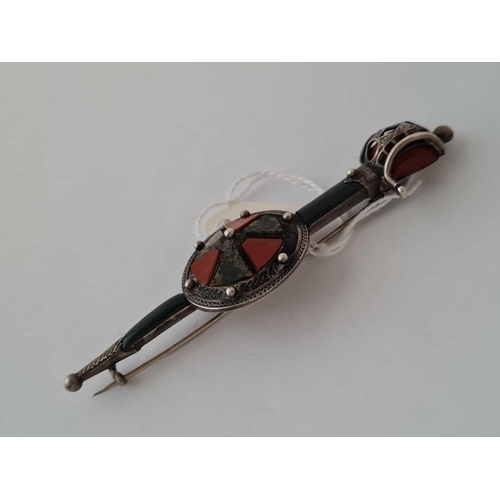 293 - A Victorian Scottish sword and shield brooch