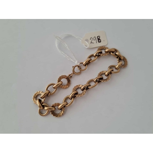 298 - A FANCY LINK BRACELET 9CT 8 INCH    21.8 GMS