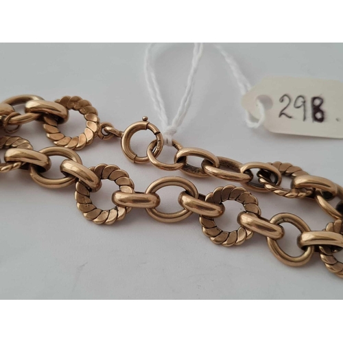 298 - A FANCY LINK BRACELET 9CT 8 INCH    21.8 GMS