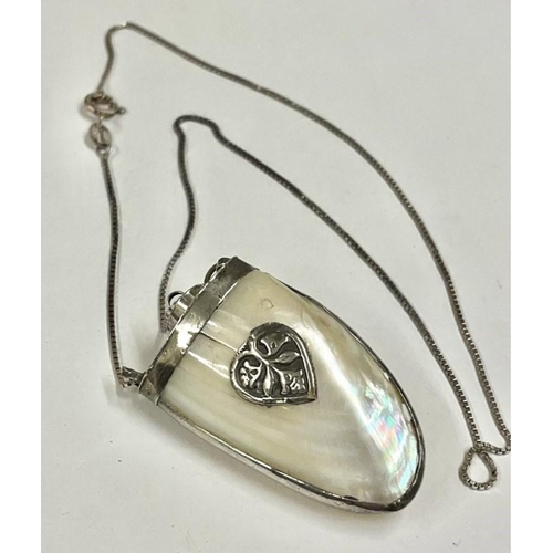 368 - Antique Mother of Pearl & Silver Snuff Bottle