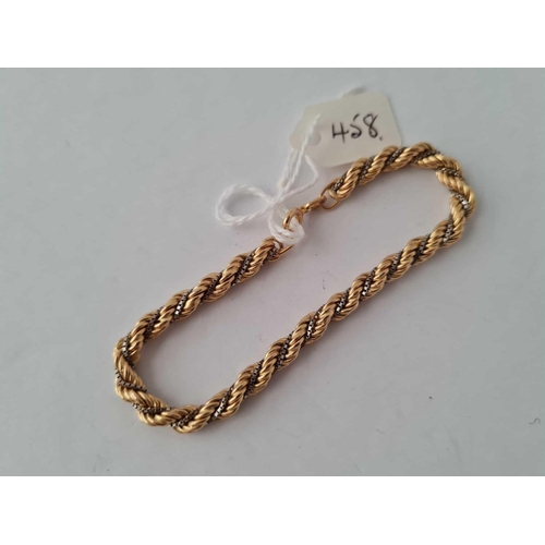 458 - A gold rope twist bracelet 9ct    7.3 gms