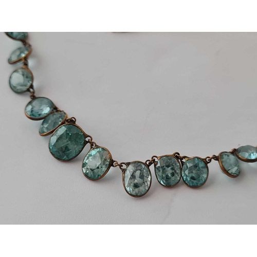 466 - A Ceylon blue zircon necklace 9ct 16 inch