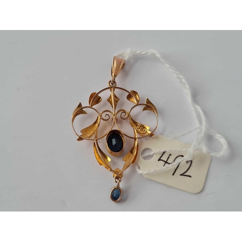 492 - A fancy pendant 9ct