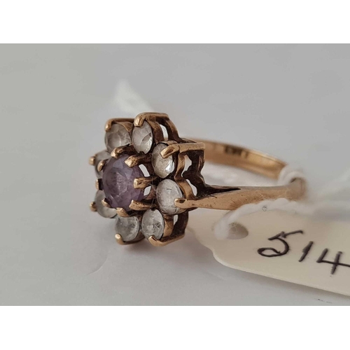 514 - A amethyst dress ring 9ct size P    3.6 gms