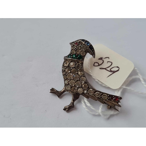 529 - A silver and paste bird brooch