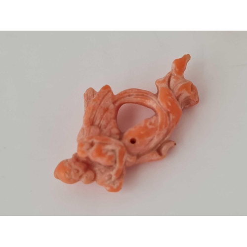 618 - A pair of Coral Earrings and a Carved Coral Lady