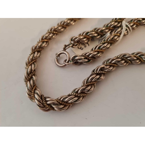 683 - A silver rope link neck chain 16 inch   45 gms