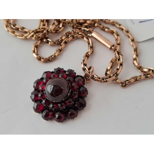 71 - A Victorian 9ct garnet pendant necklace 10.6g inc