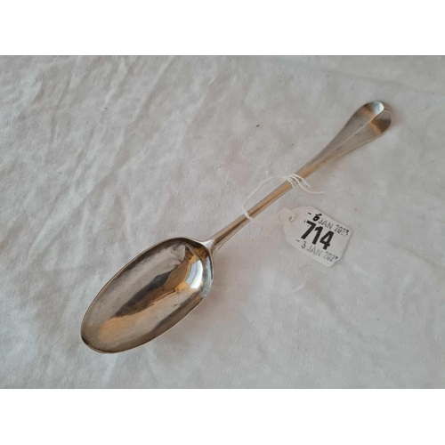 714 - A George I table spoon with Hanoverian pattern with rat tail bowl, London 1719