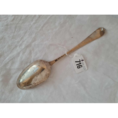 716 - A George III table spoon OE pattern, London 1777 by TC, 62g