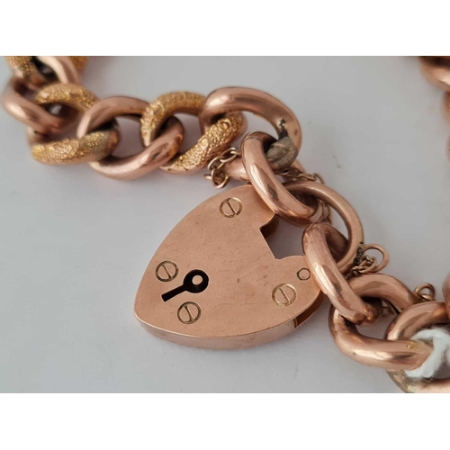 79 - VICTORIAN FANCY LADIES 9CT ROSE GOLD BRACELET WITH LARGE PADLOCK CLASP 18.5g