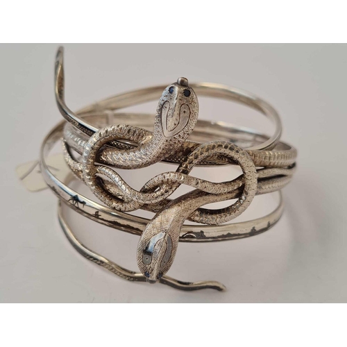 11 - Two silver snake bangles   109 gms