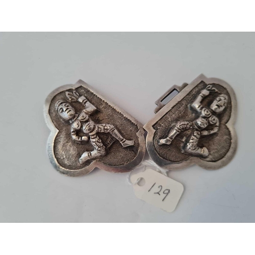 129 - A Indian silver two part buckle   49 gms