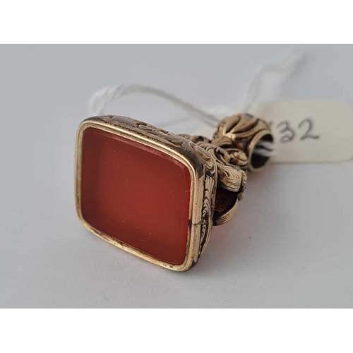 132 - A late Georgian carnelian fob seal