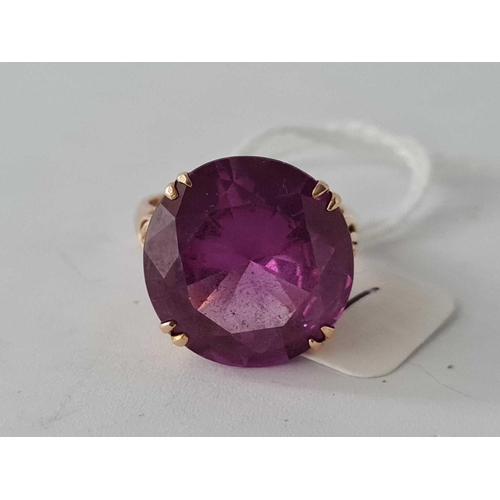 151 - A large amethyst single stone ring 14ct gold size N     7 gms