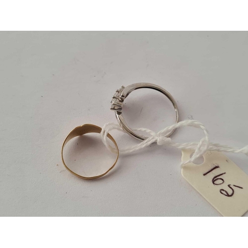 165 - A white stone ring size L and signet ring size F both 9ct