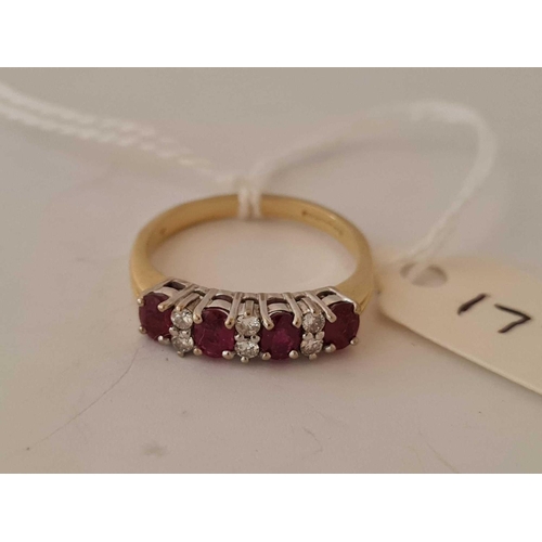 177 - Hallmarked vintage ruby & diamond � hoop ring, size O