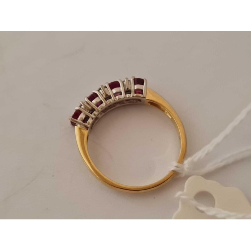 177 - Hallmarked vintage ruby & diamond � hoop ring, size O