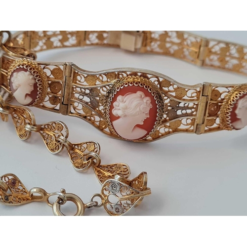 222 - Two silver gilt bracelets one with cameo