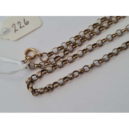 226 - A BELCHER LINK NECK CHAIN 9CT 25 INCH     10.3 GMS