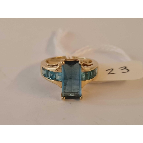 23 - Vintage 9ct hallmarked blue topaz set ring, size K