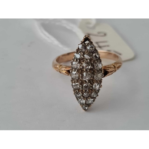 245 - A EDWARDIAN DIAMOND MARQUISE RING 18CT GOLD SIZE P