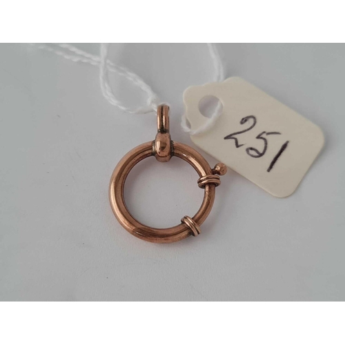 251 - A Victorian large rose gold bolt ring clasp    2 gms