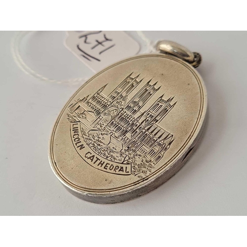 271 - A heavy vintage silver locket Lincoln Cathedral 20.3g inc