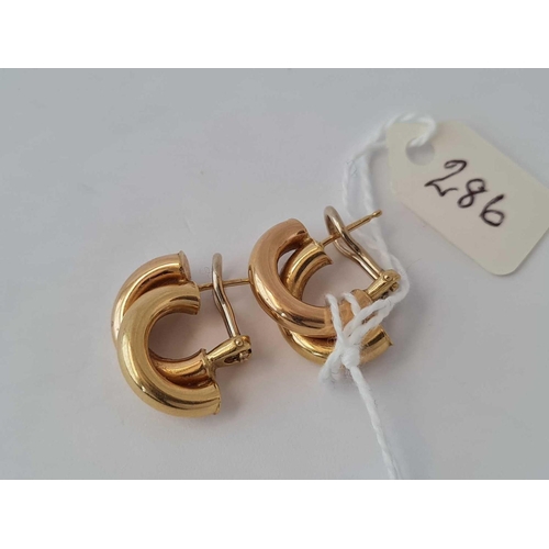 286 - A PAIR OF DOUBLE HOOP EARRINGS 18CT GOLD   6.5 GMS