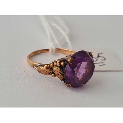 65 - Vintage amethyst single stone 14ct ring size K 3.9g