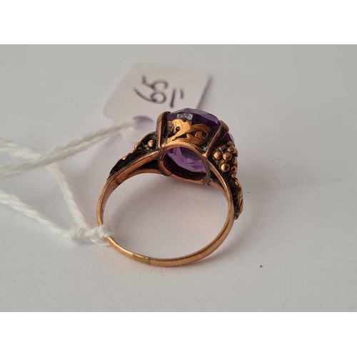 65 - Vintage amethyst single stone 14ct ring size K 3.9g