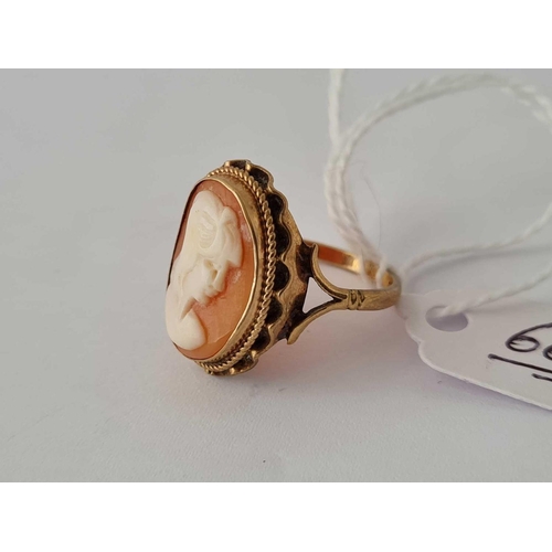 66 - Vintage cameo 9ct ring size L 3.5g