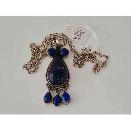 68 - Vintage silver Lapis Lazuli necklace 25.6g