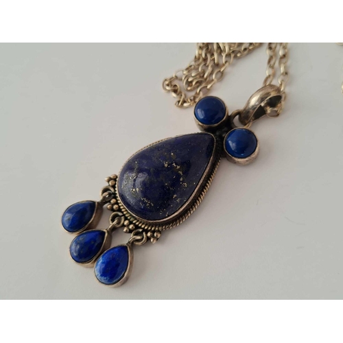 68 - Vintage silver Lapis Lazuli necklace 25.6g