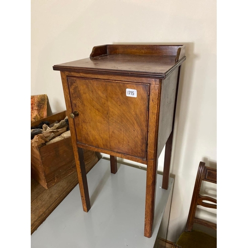 1715 - A mahogany tray top bedside cupboard